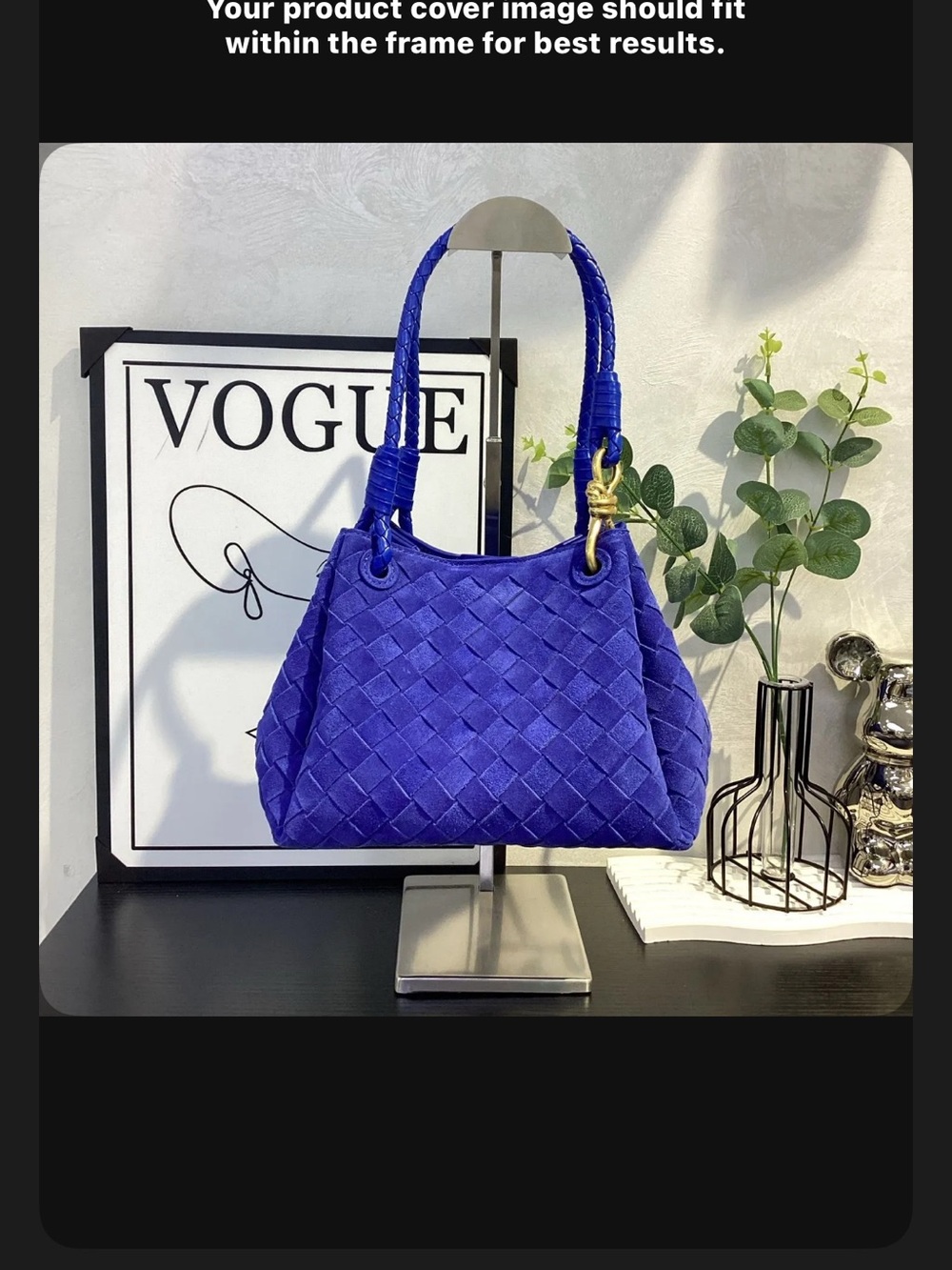 Braided Woven Shoulder Bag in Cobalt Blue